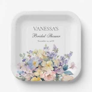 PASTEL BLOOMING WILDBLUMEN BRIDAL MONOGRAM PAPPTELLER