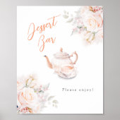 Pastel Blooms Bridal Tee Party Dessert Bar Poster (Vorne)