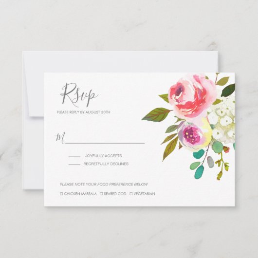 Pastel Blooms Fantasy Floral Wedding RSVP Karte (Vorderseite)