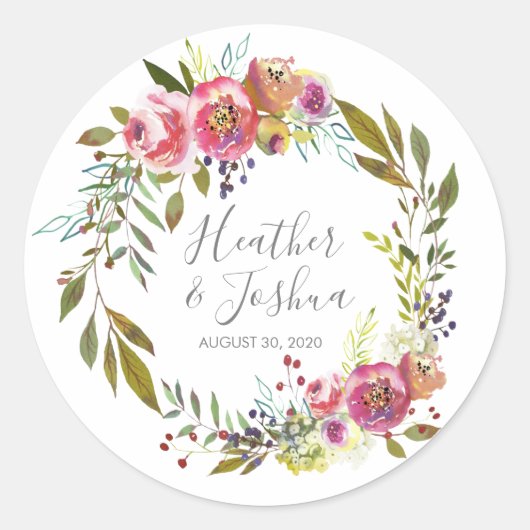 Pastel Blooms Fantasy Floral Wedding Runder Aufkleber (Vorderseite)