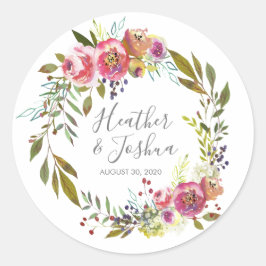 Pastel Blooms Fantasy Floral Wedding Runder Aufkleber