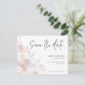 Pastel Bloral Blush Gray Hochzeit speichern das Da Postkarte (Stehend Vorderseite)
