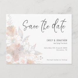 Pastel Bloral Blush Gray Hochzeit speichern das Da Postkarte