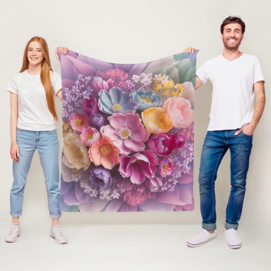Pastel Blossom Harmony Floral Elegante Fleecedecke (Beispiel)