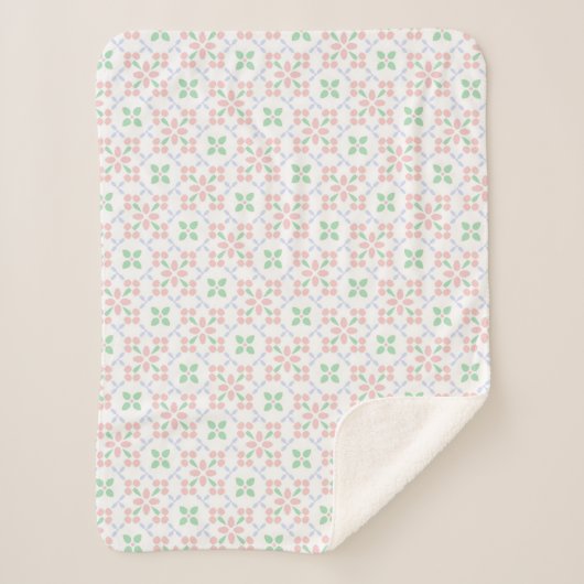 Pastel Blossom Meadow Tile Sherpadecke (Vorderseite)