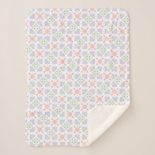 Pastel Blossom Mosaic Blanket Sherpadecke (Vorderseite)