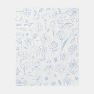 Pastel Blue Abstrakt floral Botanischer Garten Kun Fleecedecke