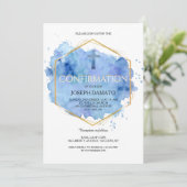 Pastel Blue Abstrakte religiöse Einladung (Stehend Vorderseite)