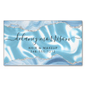 Pastel Blue Agate Silver Glitter Luxury Magnetische Visitenkarte (Vorderseite)