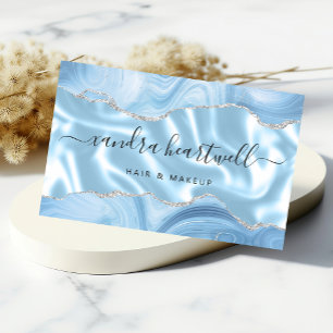 Pastel Blue Agate Silver Glitzer Luxury Visitenkarten