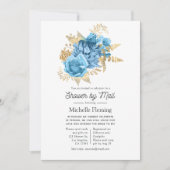 Pastel Blue and Gold Floral Shows by Mail Einladung (Vorderseite)