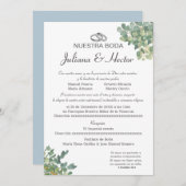 Pastel Blue and Greenerity Wedding Einladung (Vorne/Hinten)