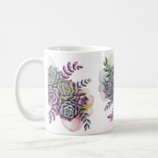 Pastel blue and pink succulents kaffeetasse (Links)
