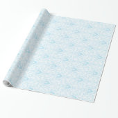 Pastel Blue And White Floral Pattern Geschenkpapier (Ungerollt)