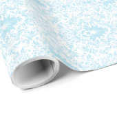 Pastel Blue And White Floral Pattern Geschenkpapier (Rolleneckpunkt)