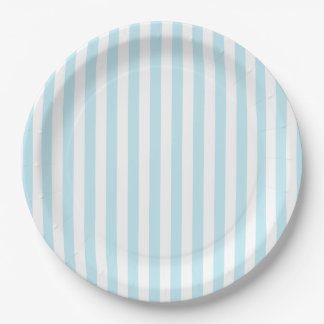 Pastel Blue and White Striped Paper Plate Pappteller