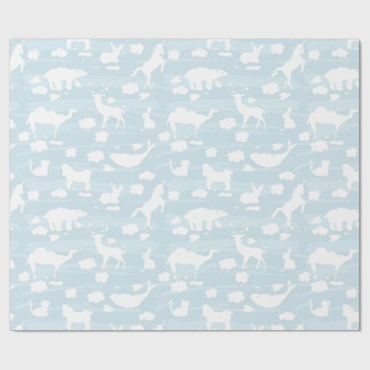 Pastel Blue Animal Shaped Clouds Geschenkpapier (Flach)