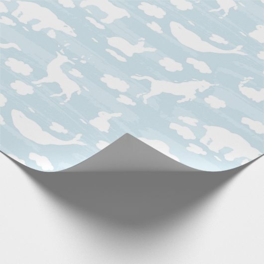 Pastel Blue Animal Shaped Clouds Geschenkpapier (Ecke)