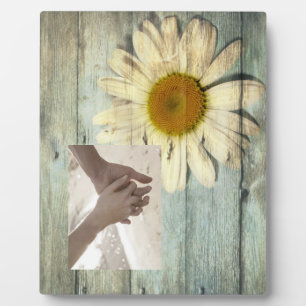 pastel blue barnwood country daisy wedding fotoplatte
