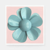 Pastel Blue Blume Blumensommer Hochzeit MCM Rosa Serviette (Vorderseite)