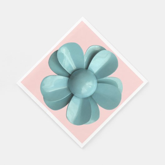 Pastel Blue Blume Blumensommer Hochzeit MCM Rosa Serviette (Ecke)