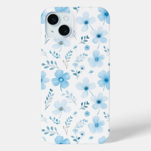 Pastel Blue Boho Blumenmuster-Blume Case-Mate iPhone Hülle (Rückseite)