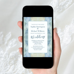 Pastel Blue Boho Digital Wedite Invite QR Code Einladung