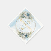 Pastel Blue Boho Floral Gold Glitter 15th Birthday Serviette (Ecke)