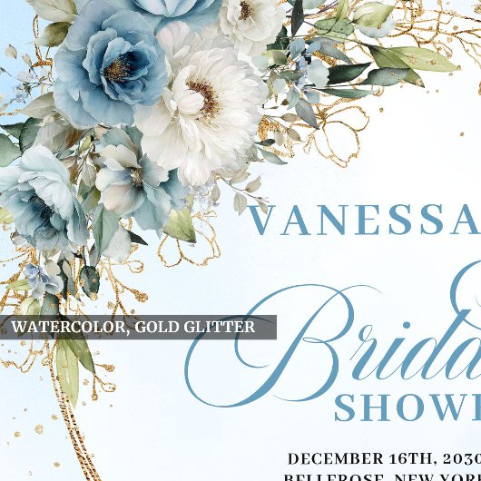 Pastel blue boho florals eucalyptus gold party serviette