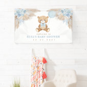 Pastel Blue Boho Pampas Teddy Bear Welcome Baby Banner (Insitu)