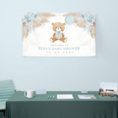 Pastel Blue Boho Pampas Teddy Bear Welcome Baby Banner (Messeveranstaltung)