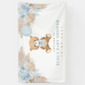 Pastel Blue Boho Pampas Teddy Bear Welcome Baby Banner (Vertikal)