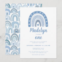 Pastel Blue Boho Rainbow Erster Geburtstag