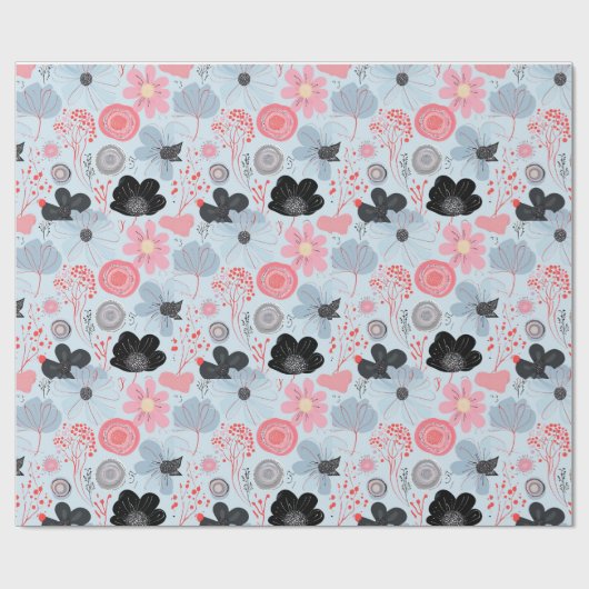 Pastel Blue Botanical Harmony Wrapper Geschenkpapier (Flach)