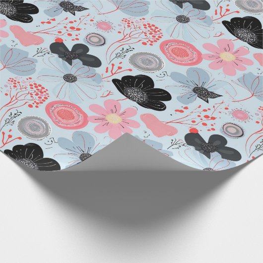 Pastel Blue Botanical Harmony Wrapper Geschenkpapier (Ecke)