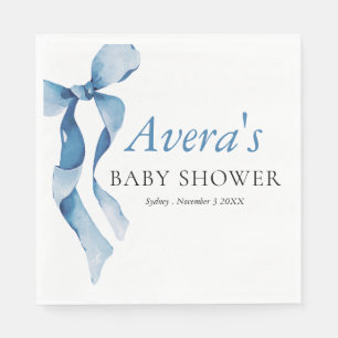 Pastel Blue Bow Baby Dusche Party Serviette