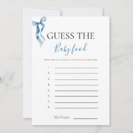 Pastel Blue Bow schätzt die Baby Food Game Card Einladung
