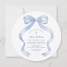Pastel Blue Bow Taufe Einladung