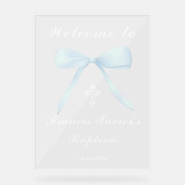 pastel blue bow welcome to the Baptism Acrylschild