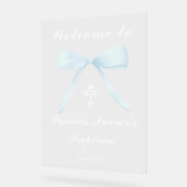pastel blue bow welcome to the Baptism Acrylschild (Winkel)