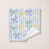 Pastel Blue Bows and Ribbons Hütte Badhandtuch Set (Waschlappen)