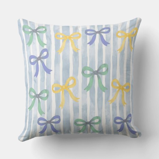 Pastel Blue Bows and Ribbons Hütte Kissen (Rückseite)