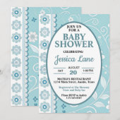 Pastel Blue Boy Baby Dusche Einladung (Vorne/Hinten)