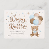 Pastel Blue Brown Teddy Bear Diaper Raffel Begleitkarte (Vorderseite)