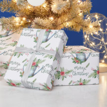 Pastel Blue Brush Script Frohe Weihnachten Blumens