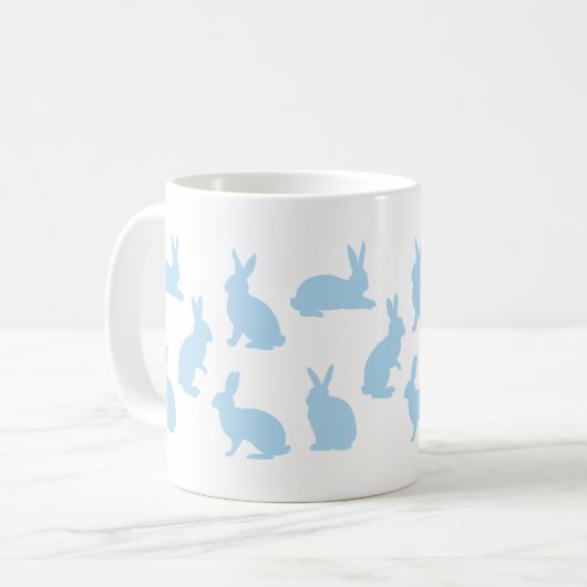 Pastel Blue Bunnies With Custom Monogram Easter Kaffeetasse (Vorderseite Links)