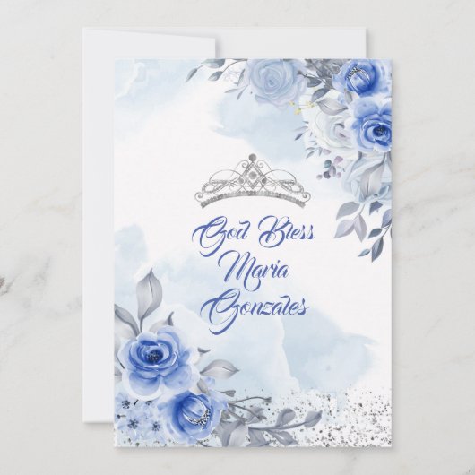 Pastel Blue Butterfly Quinceanera mexikanischer Ge Einladung (Rückseite)