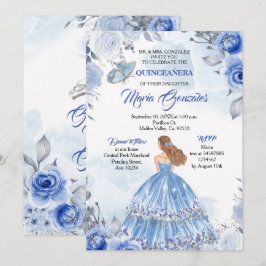 Pastel Blue Butterfly Quinceanera mexikanischer Ge Einladung