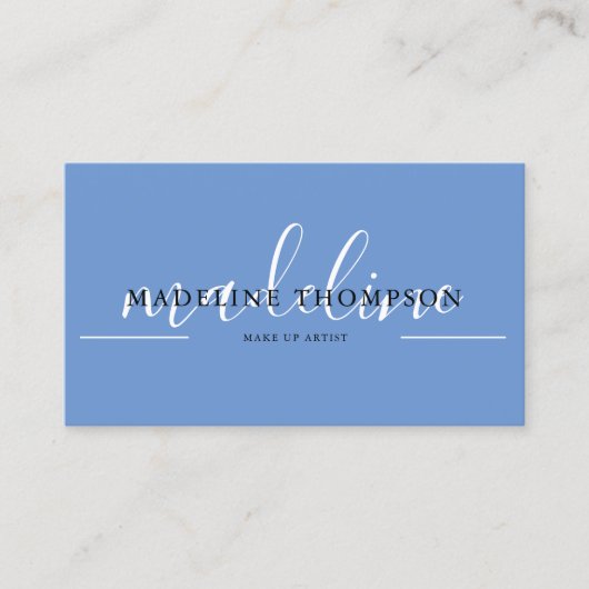 Pastel Blue Calligraphy Script QR-Code Visitenkarte (Vorderseite)
