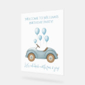 Pastel Blue Car & Balloons Geburtstagsparty - Acrylschild (Winkel)